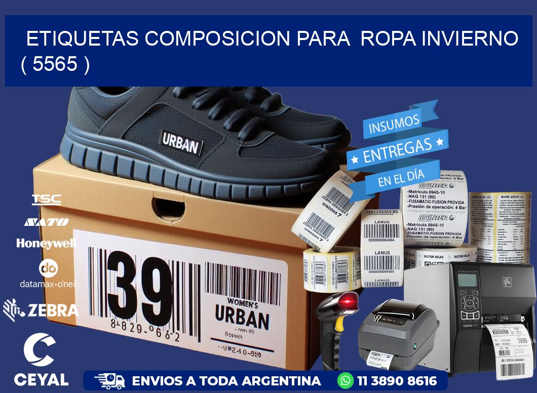 ETIQUETAS COMPOSICION PARA  ROPA INVIERNO   ( 5565 )