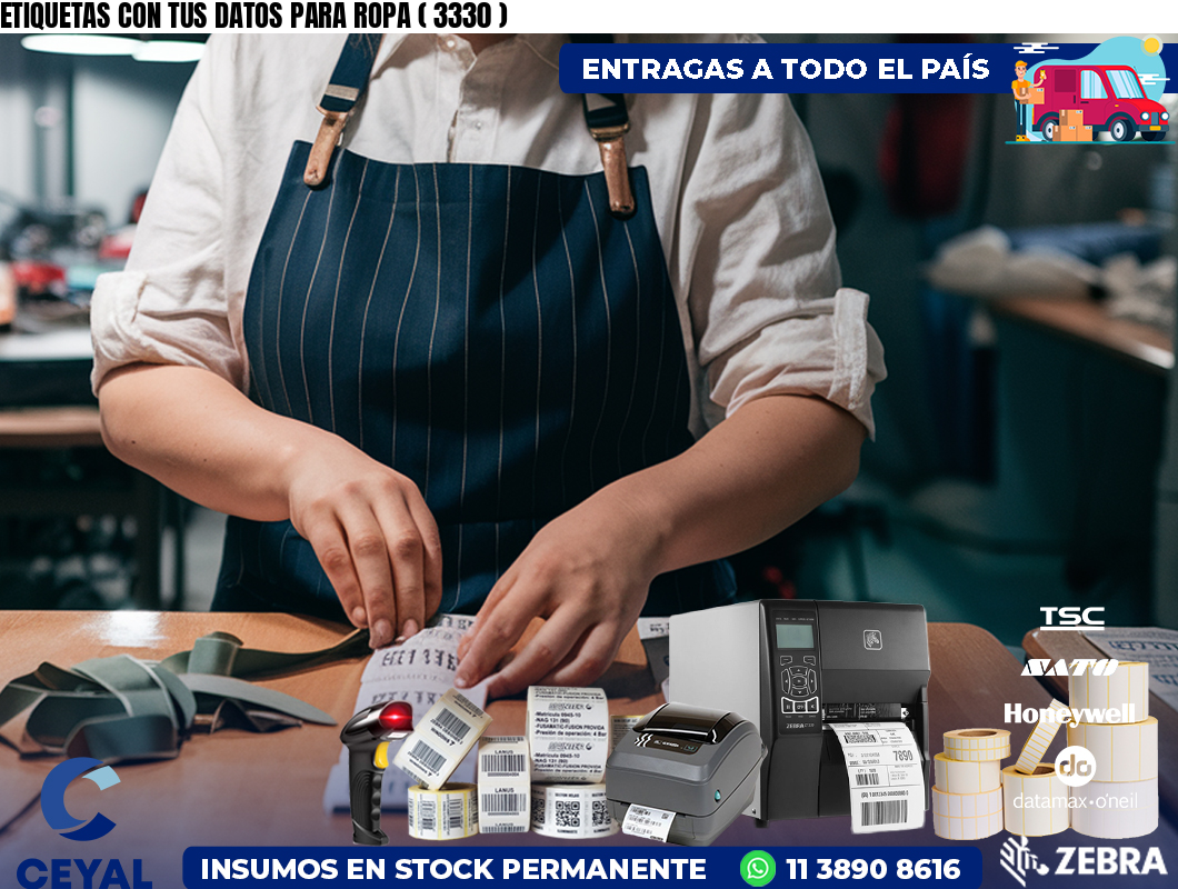 ETIQUETAS CON TUS DATOS PARA ROPA ( 3330 )