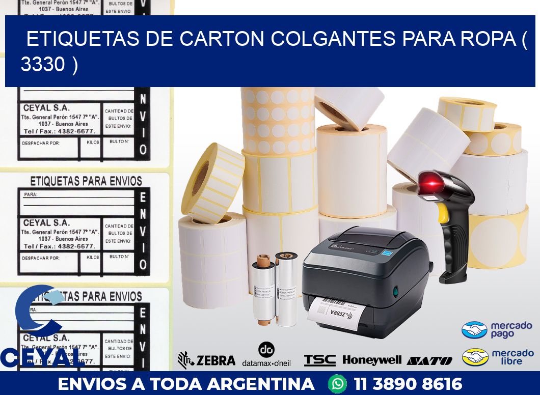 ETIQUETAS DE CARTON COLGANTES PARA ROPA ( 3330 )