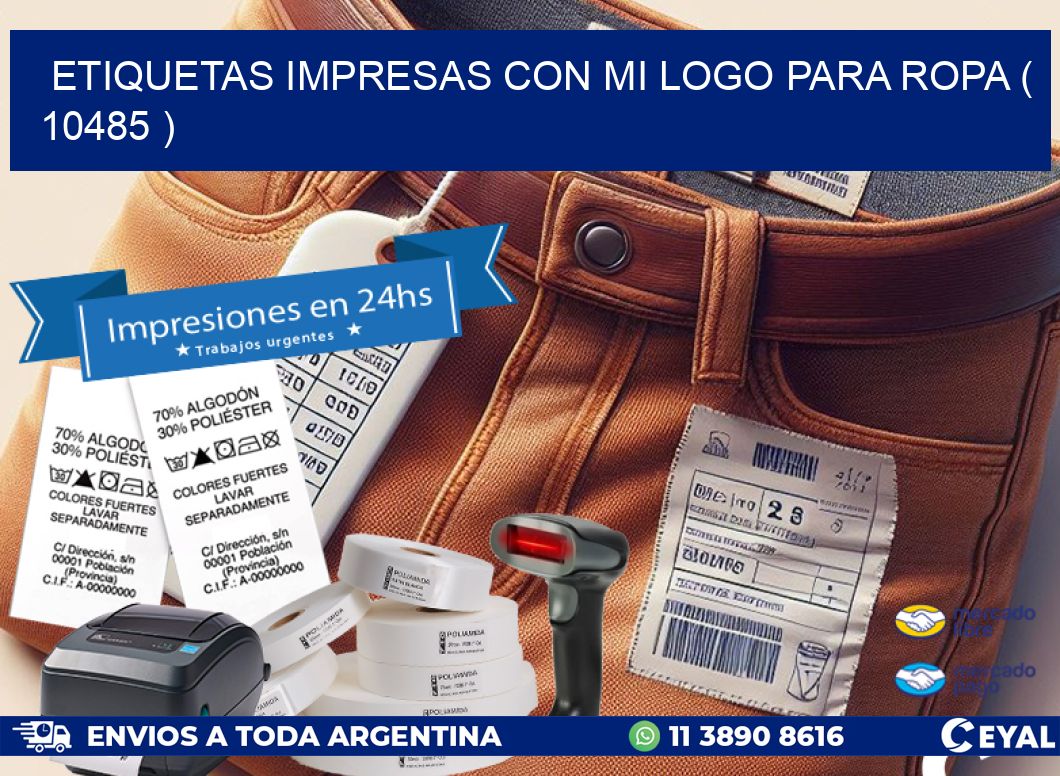 ETIQUETAS IMPRESAS CON MI LOGO PARA ROPA ( 10485 )