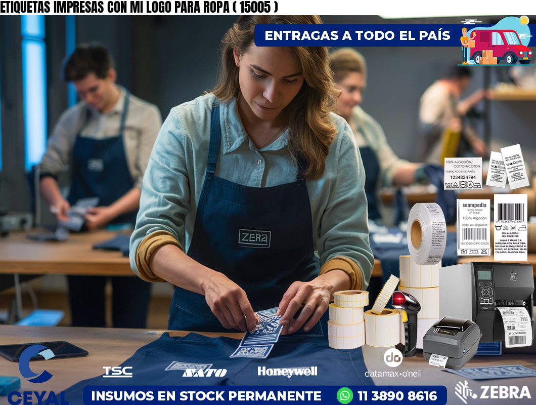 ETIQUETAS IMPRESAS CON MI LOGO PARA ROPA ( 15005 )