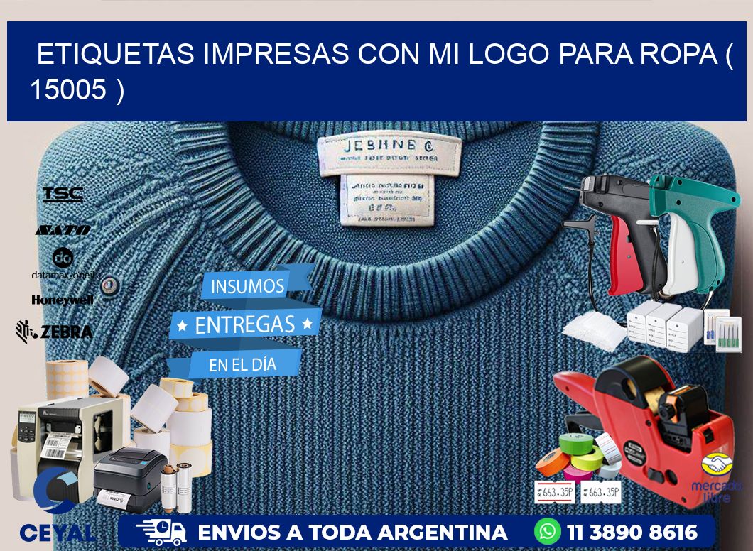 ETIQUETAS IMPRESAS CON MI LOGO PARA ROPA ( 15005 )
