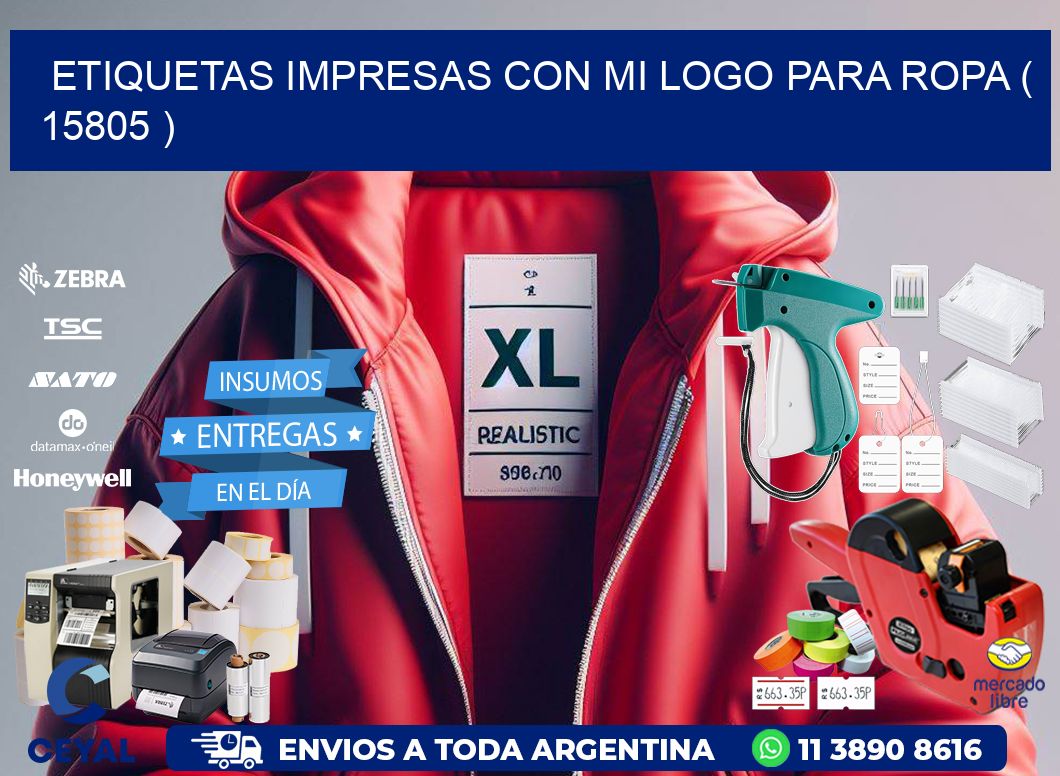 ETIQUETAS IMPRESAS CON MI LOGO PARA ROPA ( 15805 )