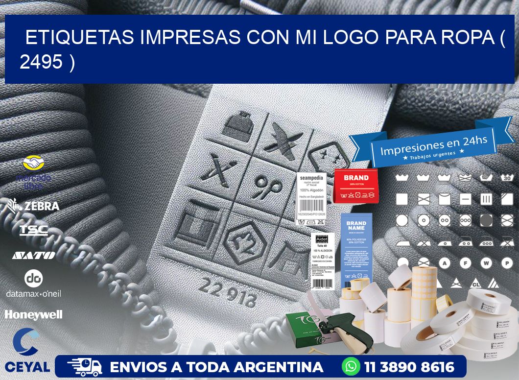 ETIQUETAS IMPRESAS CON MI LOGO PARA ROPA ( 2495 )