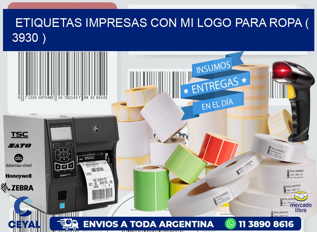 ETIQUETAS IMPRESAS CON MI LOGO PARA ROPA ( 3930 )