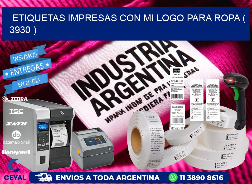 ETIQUETAS IMPRESAS CON MI LOGO PARA ROPA ( 3930 )