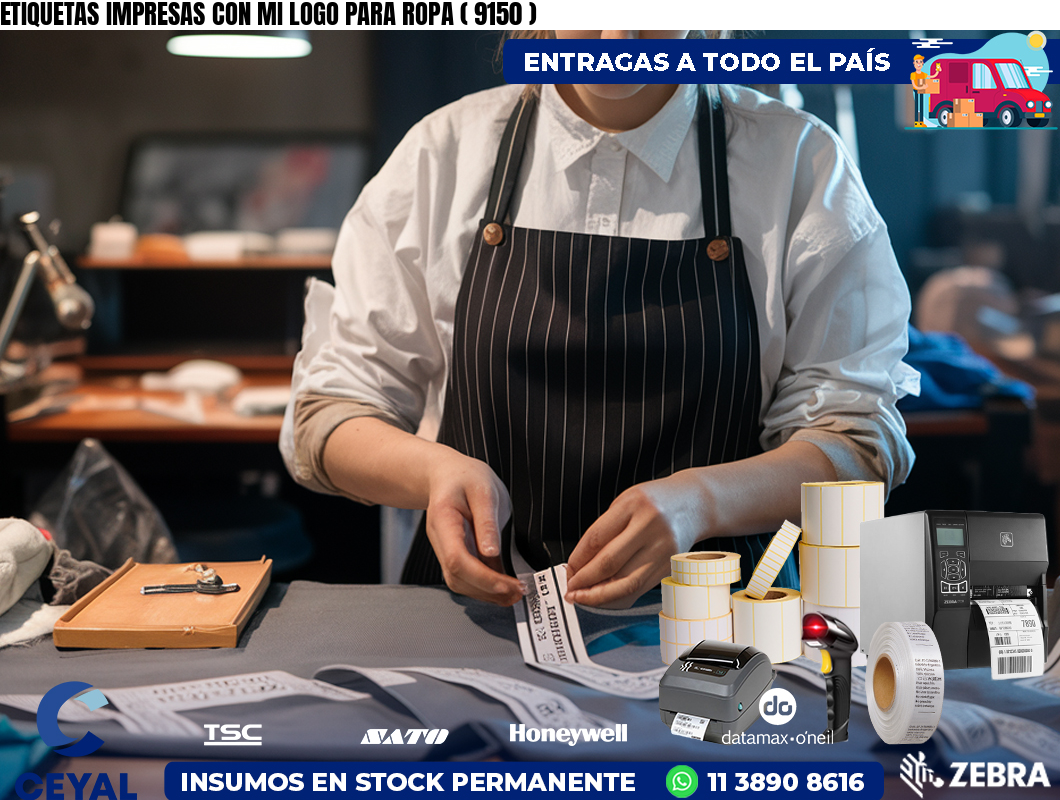 ETIQUETAS IMPRESAS CON MI LOGO PARA ROPA ( 9150 )