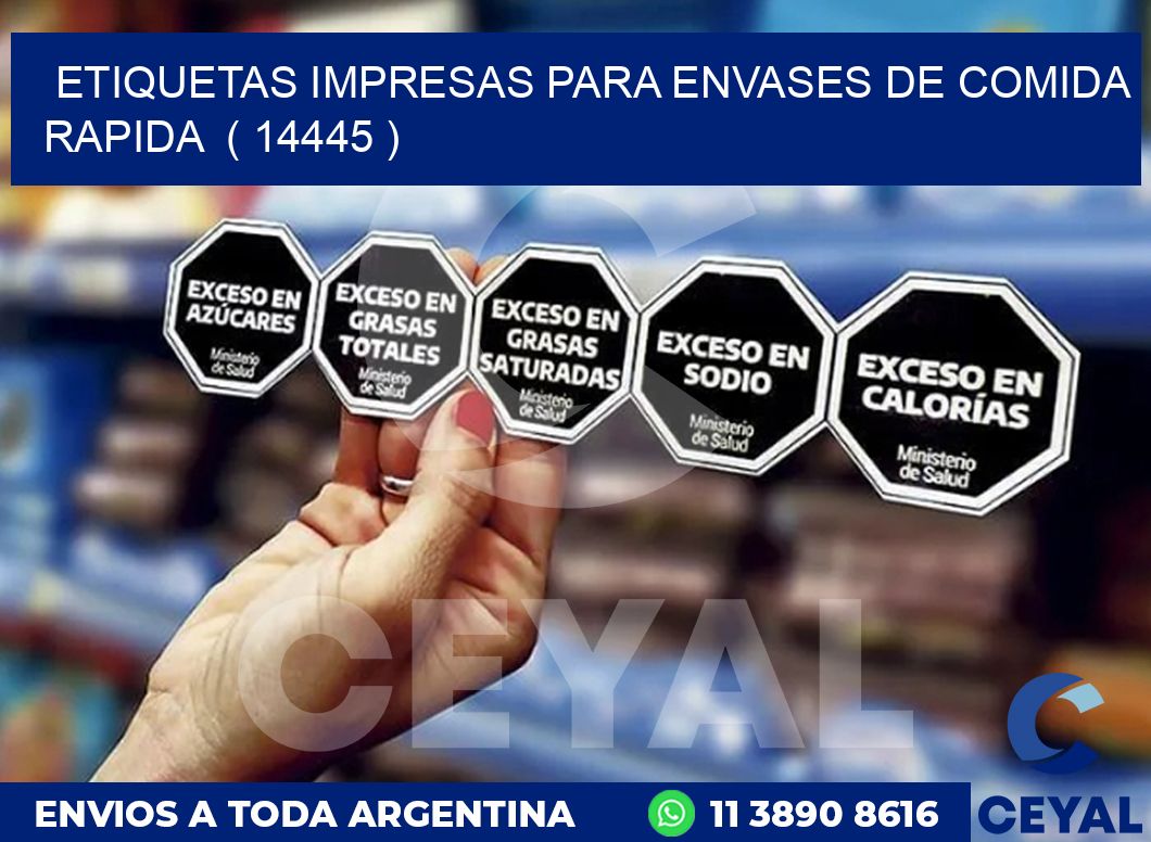 ETIQUETAS IMPRESAS PARA ENVASES DE COMIDA RAPIDA  ( 14445 )