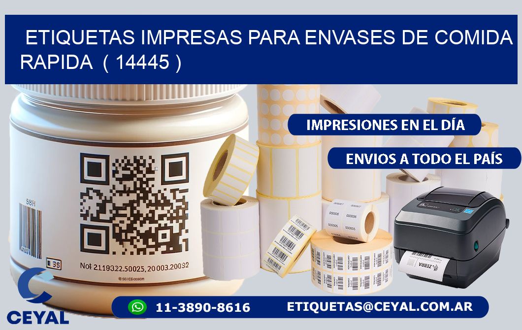 ETIQUETAS IMPRESAS PARA ENVASES DE COMIDA RAPIDA ( 14445 )