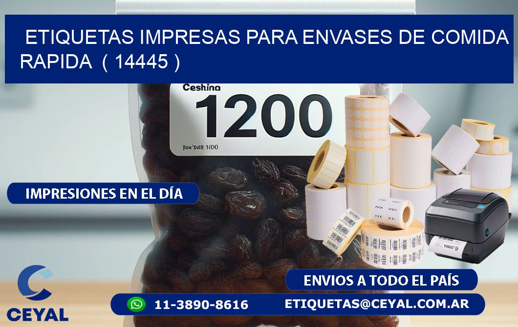 ETIQUETAS IMPRESAS PARA ENVASES DE COMIDA RAPIDA ( 14445 )