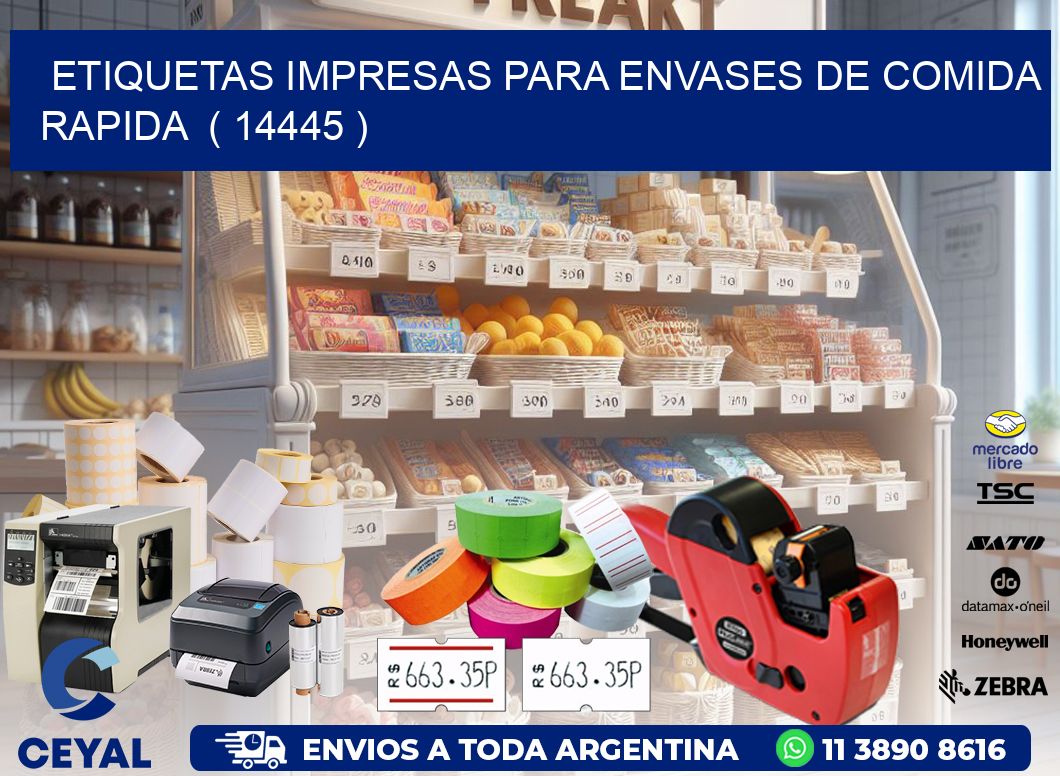 ETIQUETAS IMPRESAS PARA ENVASES DE COMIDA RAPIDA ( 14445 )
