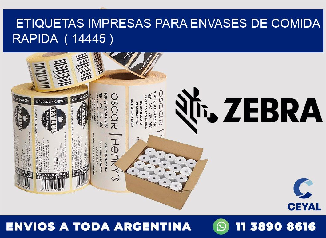 ETIQUETAS IMPRESAS PARA ENVASES DE COMIDA RAPIDA ( 14445 )