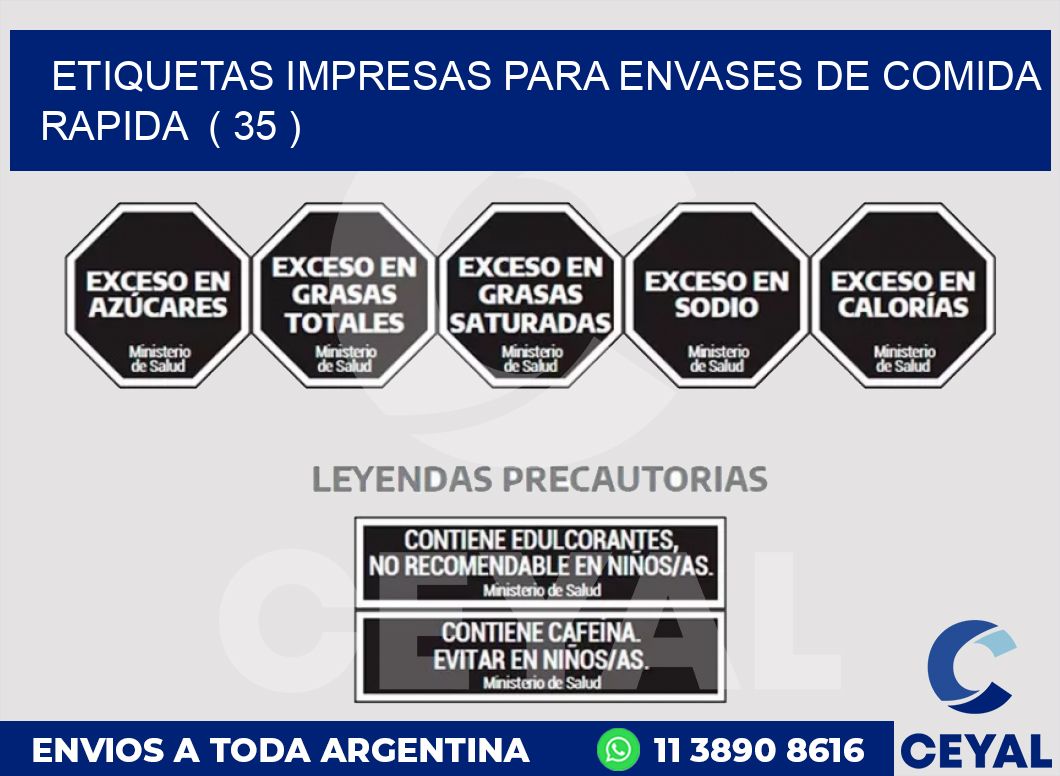 ETIQUETAS IMPRESAS PARA ENVASES DE COMIDA RAPIDA  ( 35 )