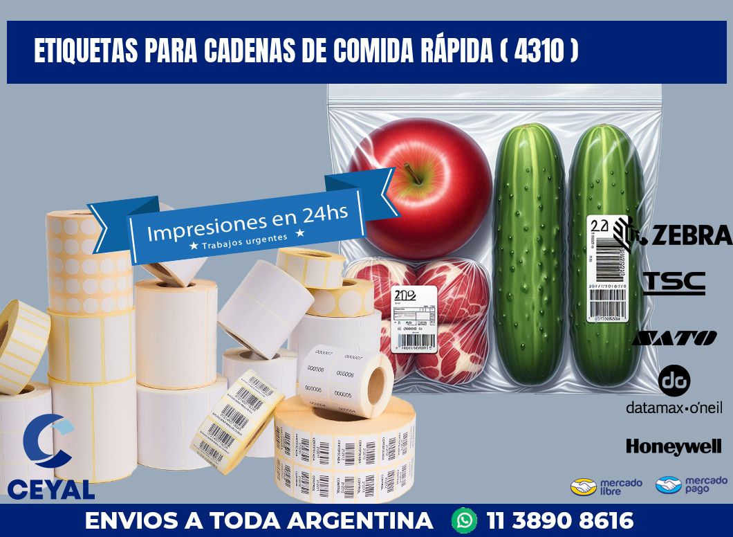 ETIQUETAS PARA CADENAS DE COMIDA RÁPIDA ( 4310 )