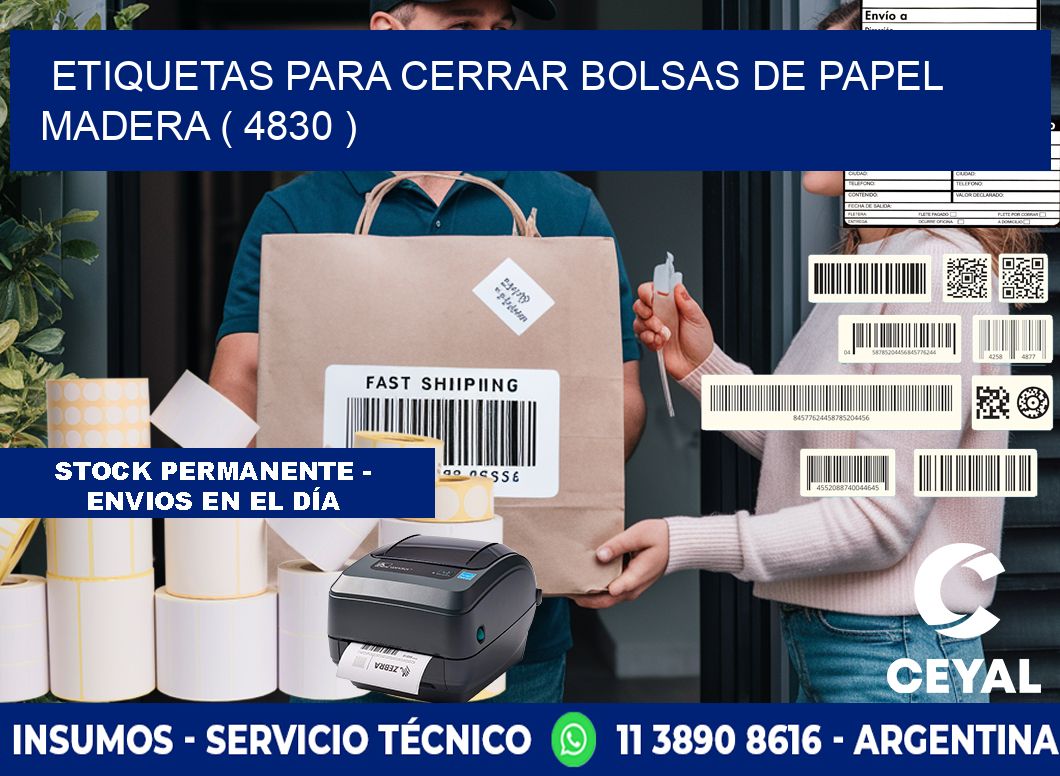 ETIQUETAS PARA CERRAR BOLSAS DE PAPEL MADERA ( 4830 )