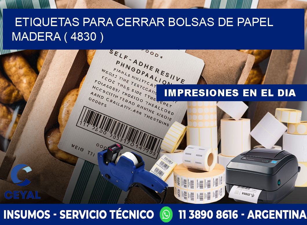 ETIQUETAS PARA CERRAR BOLSAS DE PAPEL MADERA ( 4830 )