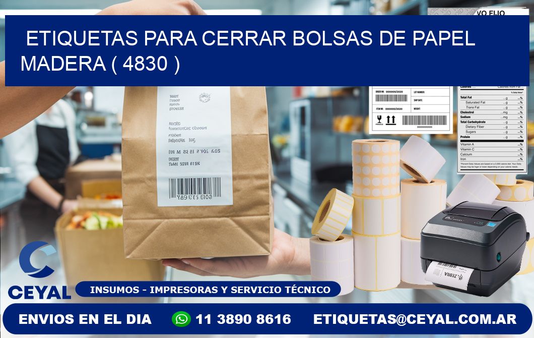 ETIQUETAS PARA CERRAR BOLSAS DE PAPEL MADERA ( 4830 )