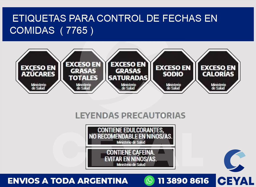 ETIQUETAS PARA CONTROL DE FECHAS EN COMIDAS  ( 7765 )