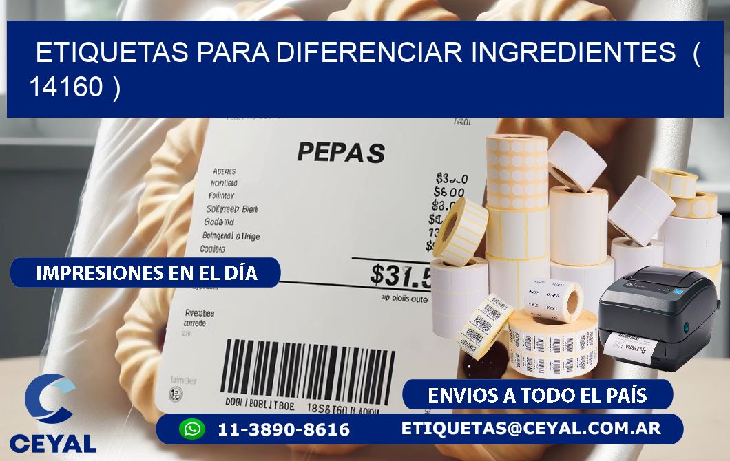 ETIQUETAS PARA DIFERENCIAR INGREDIENTES  ( 14160 )