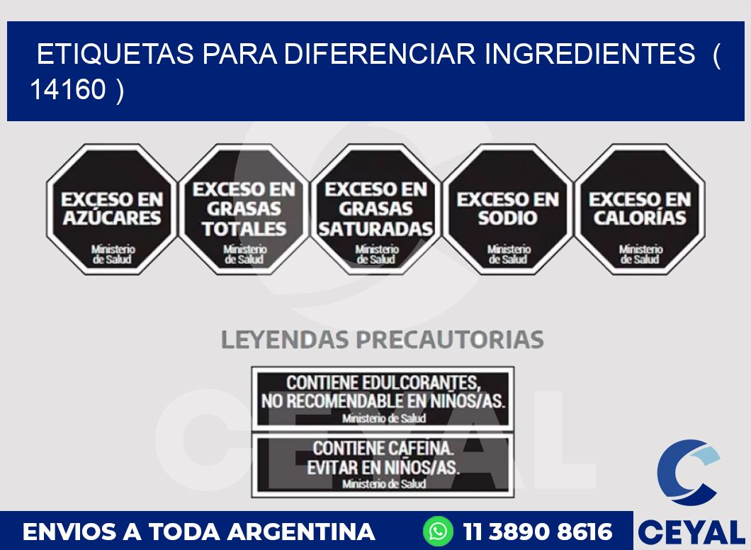 ETIQUETAS PARA DIFERENCIAR INGREDIENTES  ( 14160 )