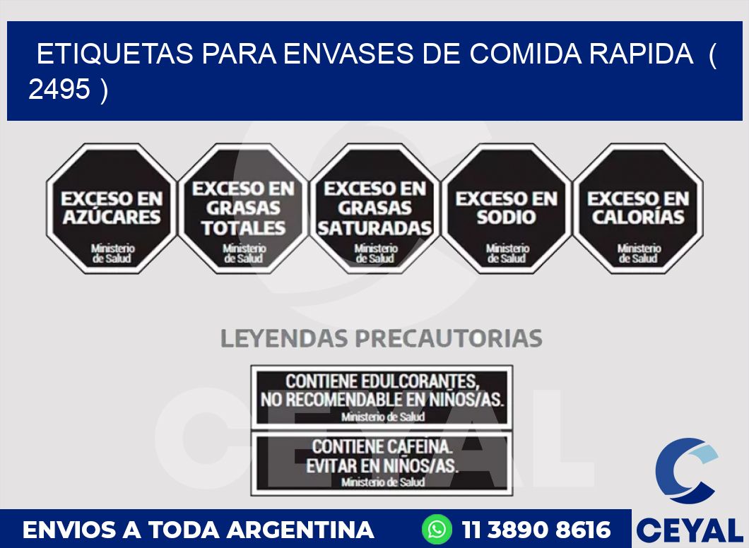 ETIQUETAS PARA ENVASES DE COMIDA RAPIDA  ( 2495 )