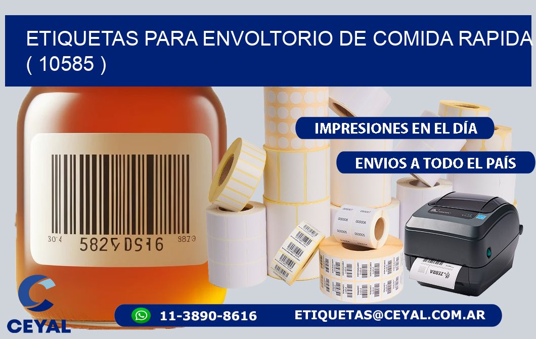 ETIQUETAS PARA ENVOLTORIO DE COMIDA RAPIDA ( 10585 )