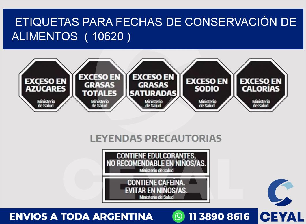 ETIQUETAS PARA FECHAS DE CONSERVACIÓN DE ALIMENTOS  ( 10620 )