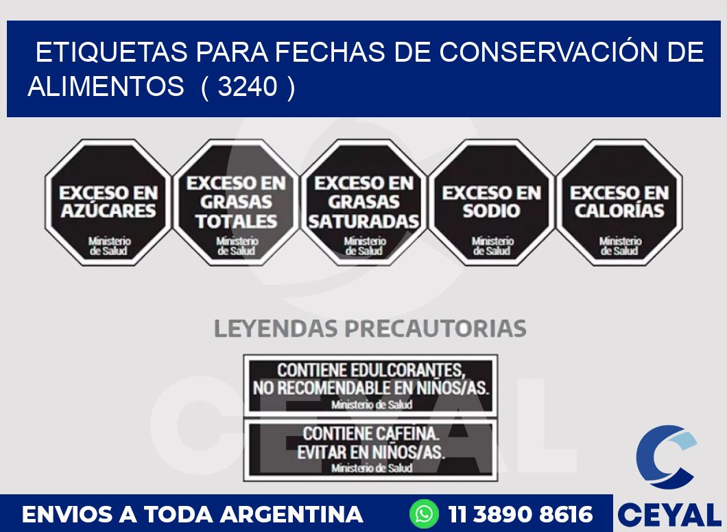 ETIQUETAS PARA FECHAS DE CONSERVACIÓN DE ALIMENTOS  ( 3240 )