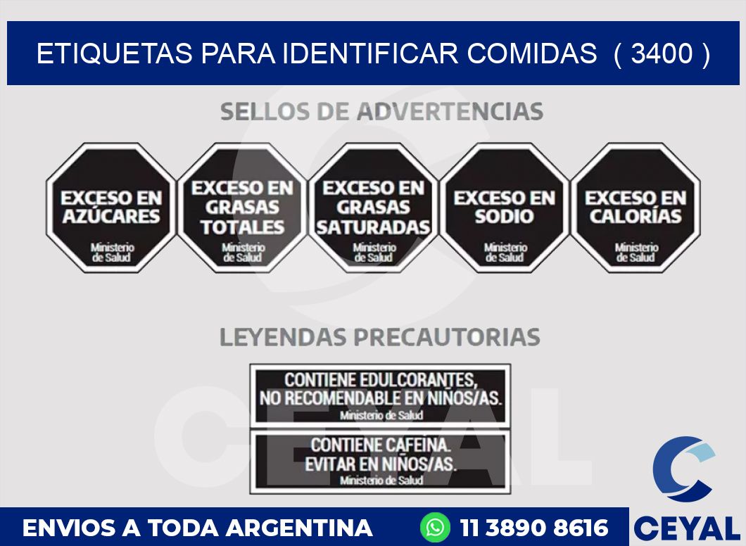ETIQUETAS PARA IDENTIFICAR COMIDAS ( 3400 )