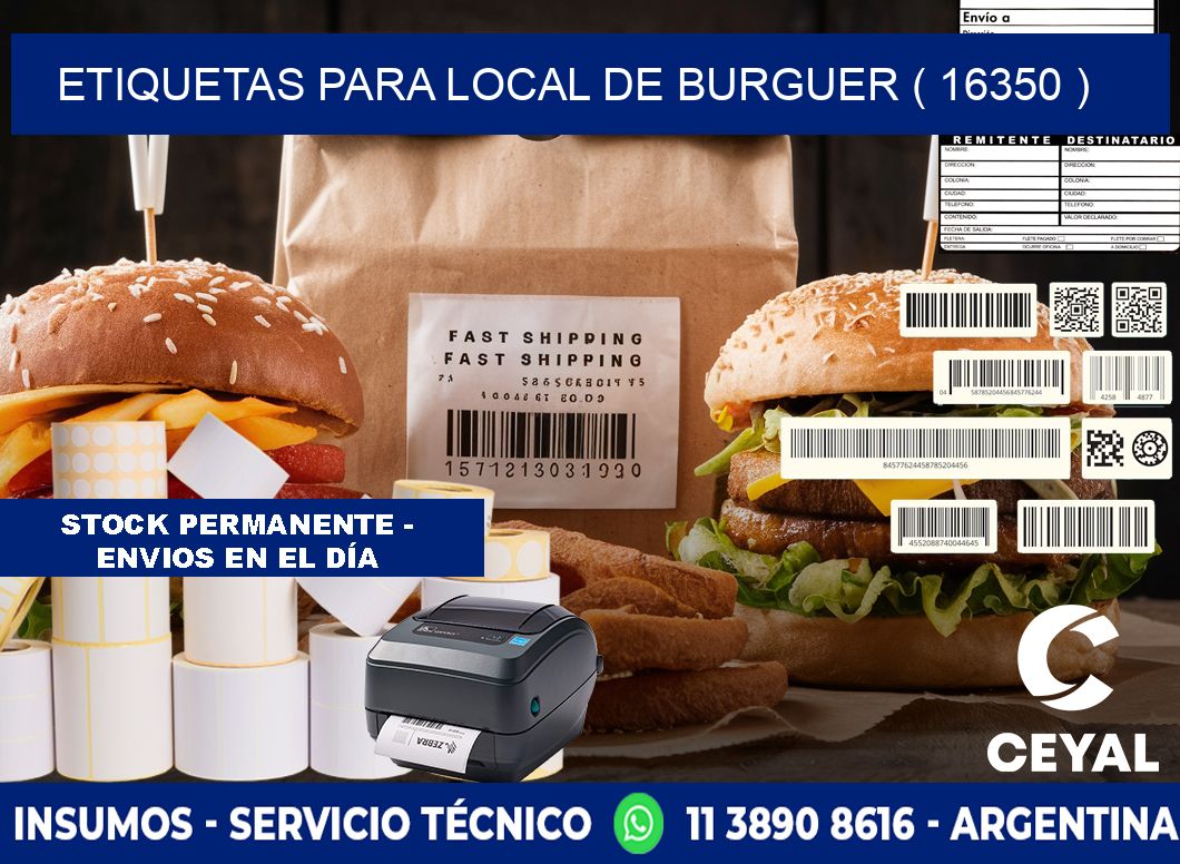ETIQUETAS PARA LOCAL DE BURGUER ( 16350 )
