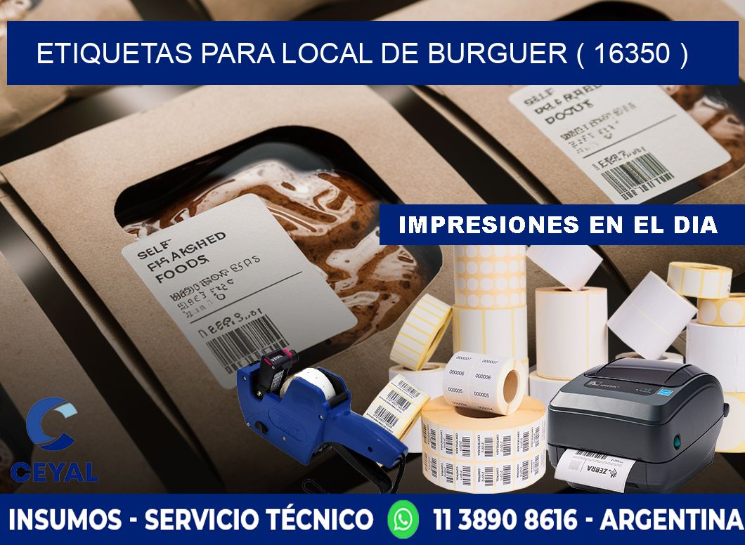 ETIQUETAS PARA LOCAL DE BURGUER ( 16350 )
