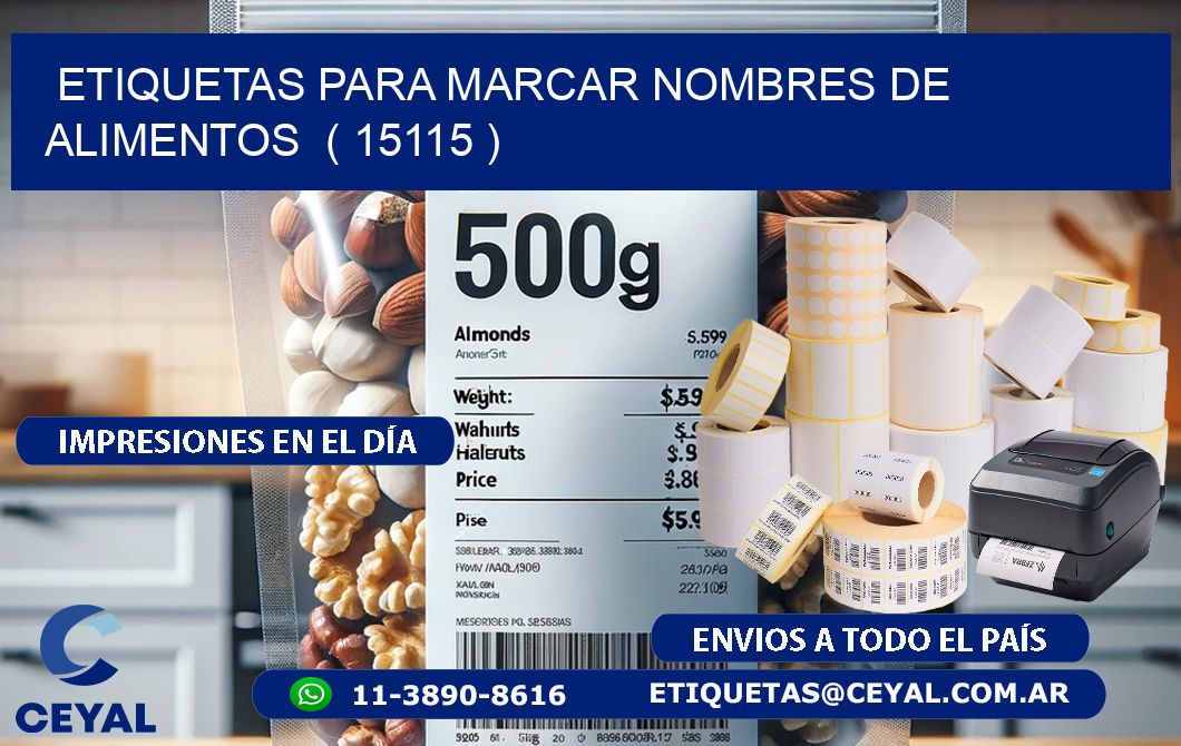 ETIQUETAS PARA MARCAR NOMBRES DE ALIMENTOS  ( 15115 )