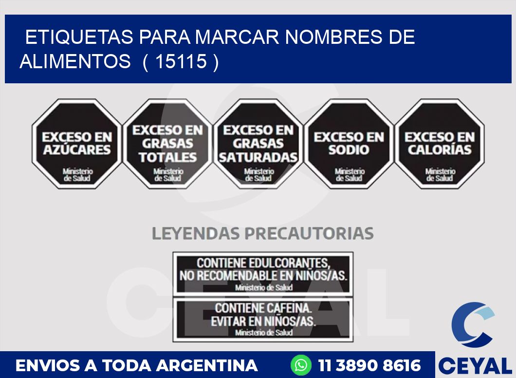 ETIQUETAS PARA MARCAR NOMBRES DE ALIMENTOS ( 15115 )