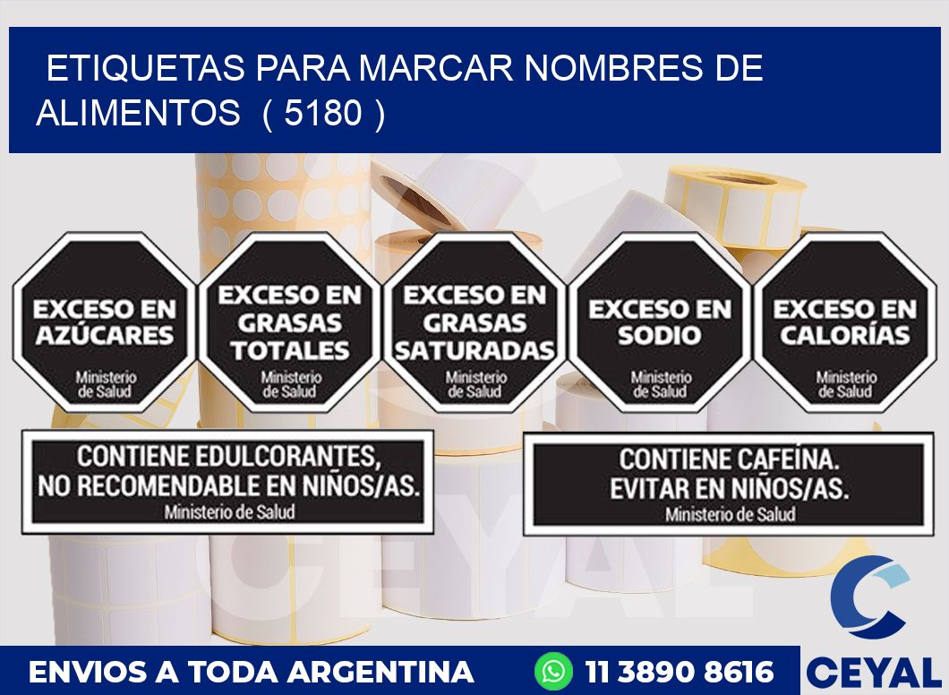 ETIQUETAS PARA MARCAR NOMBRES DE ALIMENTOS  ( 5180 )