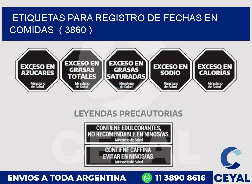 ETIQUETAS PARA REGISTRO DE FECHAS EN COMIDAS  ( 3860 )