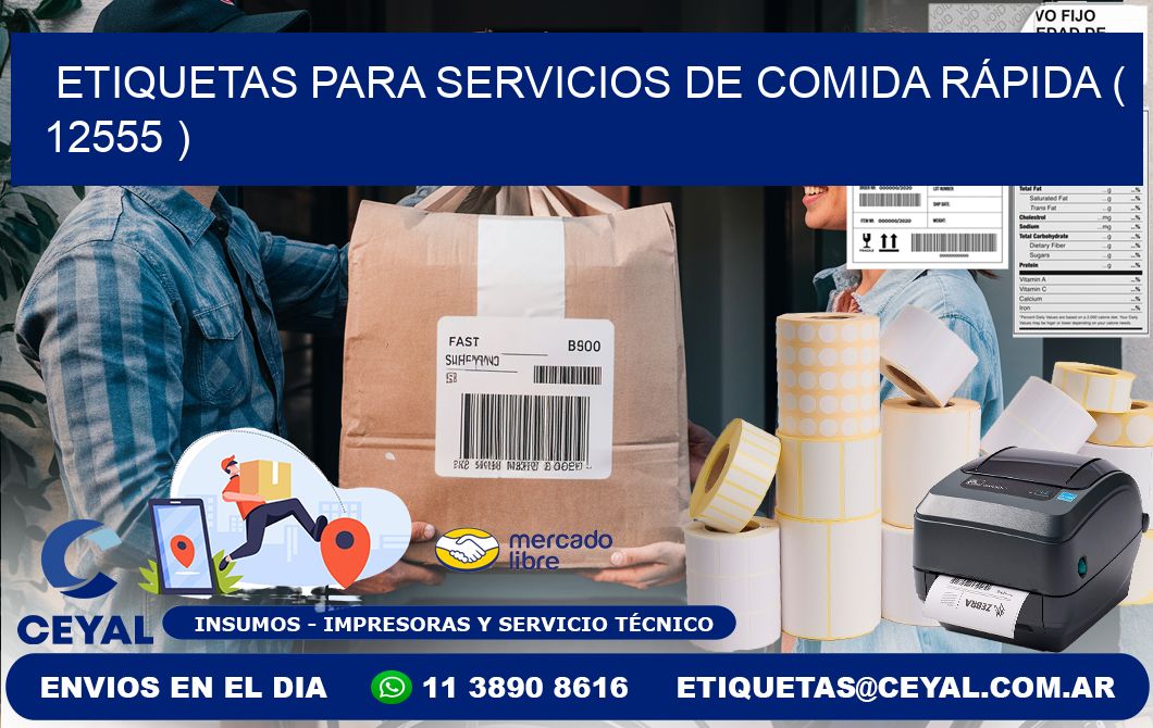 ETIQUETAS PARA SERVICIOS DE COMIDA RÁPIDA ( 12555 )