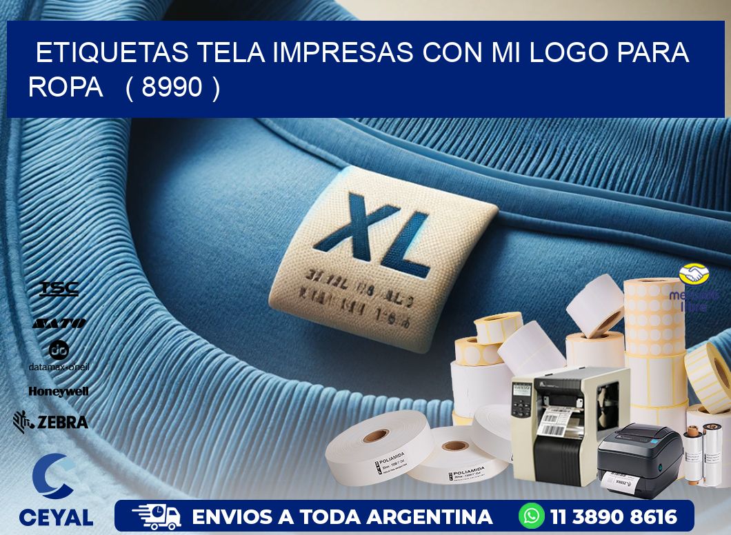 ETIQUETAS TELA IMPRESAS CON MI LOGO PARA ROPA ( 8990 )