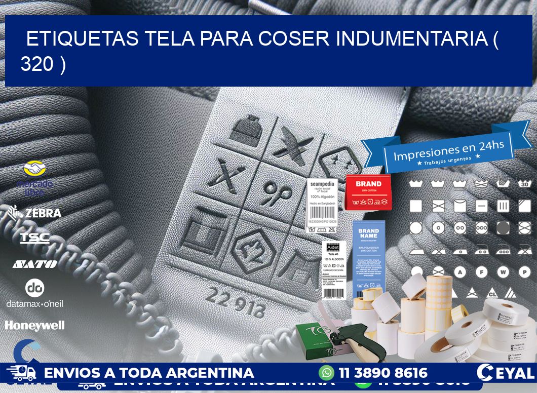 ETIQUETAS TELA PARA COSER INDUMENTARIA ( 320 )