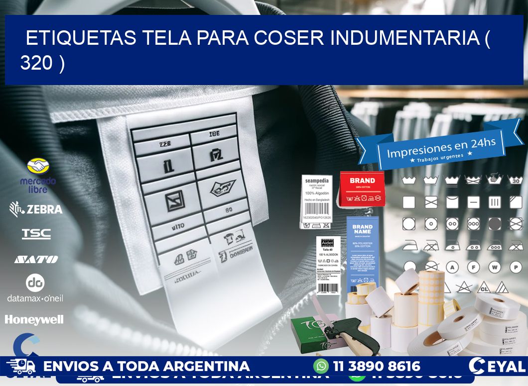 ETIQUETAS TELA PARA COSER INDUMENTARIA ( 320 )