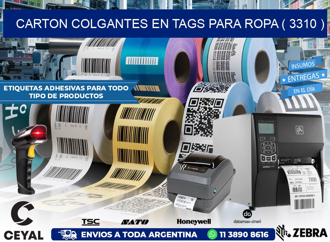 CARTON COLGANTES EN TAGS PARA ROPA ( 3310 )