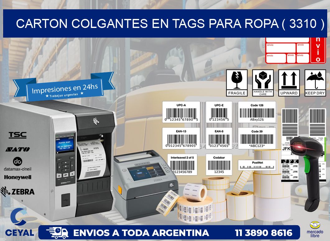 CARTON COLGANTES EN TAGS PARA ROPA ( 3310 )