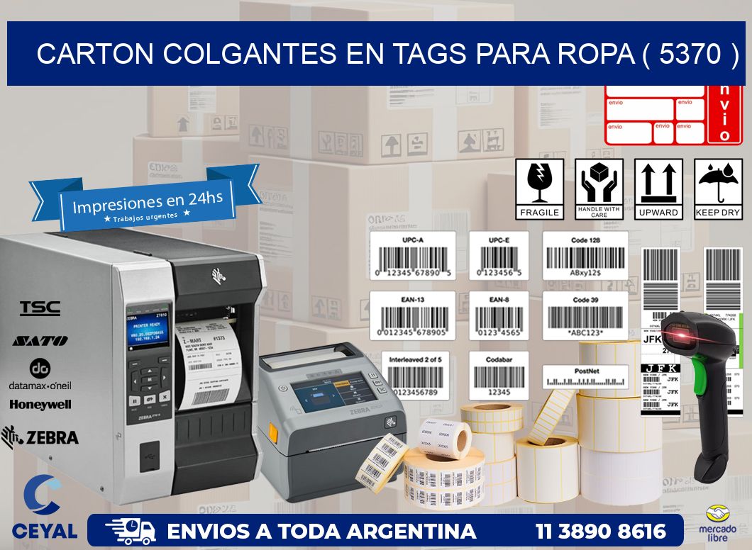 CARTON COLGANTES EN TAGS PARA ROPA ( 5370 )