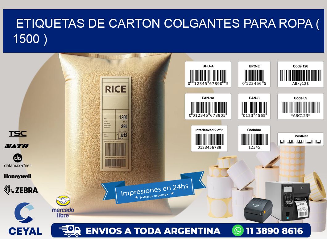 ETIQUETAS DE CARTON COLGANTES PARA ROPA ( 1500 )