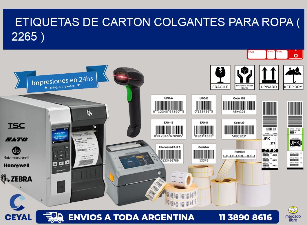 ETIQUETAS DE CARTON COLGANTES PARA ROPA ( 2265 )