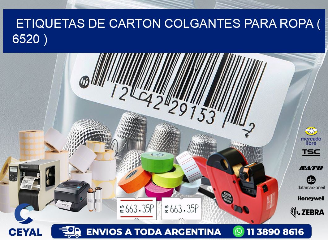 ETIQUETAS DE CARTON COLGANTES PARA ROPA ( 6520 )