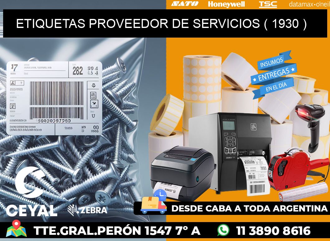 ETIQUETAS PROVEEDOR DE SERVICIOS ( 1930 )