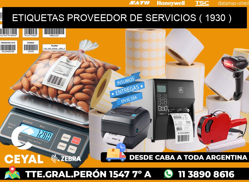 ETIQUETAS PROVEEDOR DE SERVICIOS ( 1930 )