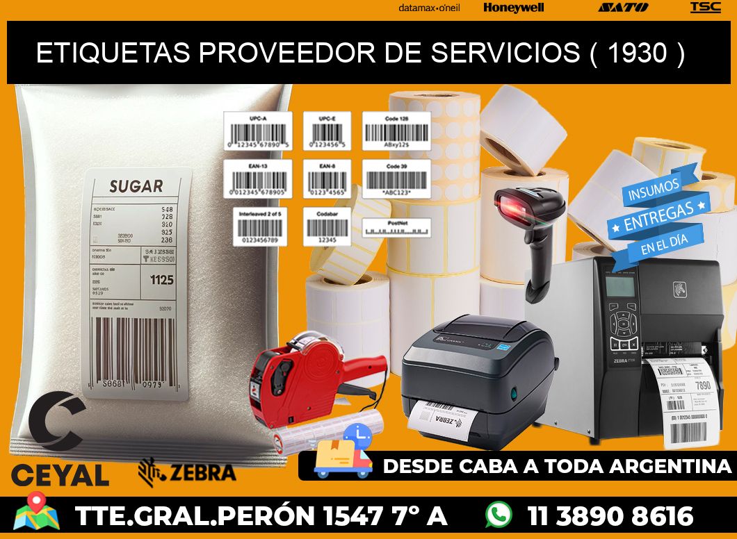 ETIQUETAS PROVEEDOR DE SERVICIOS ( 1930 )