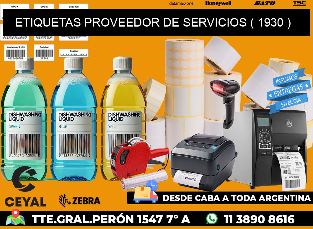 ETIQUETAS PROVEEDOR DE SERVICIOS ( 1930 )