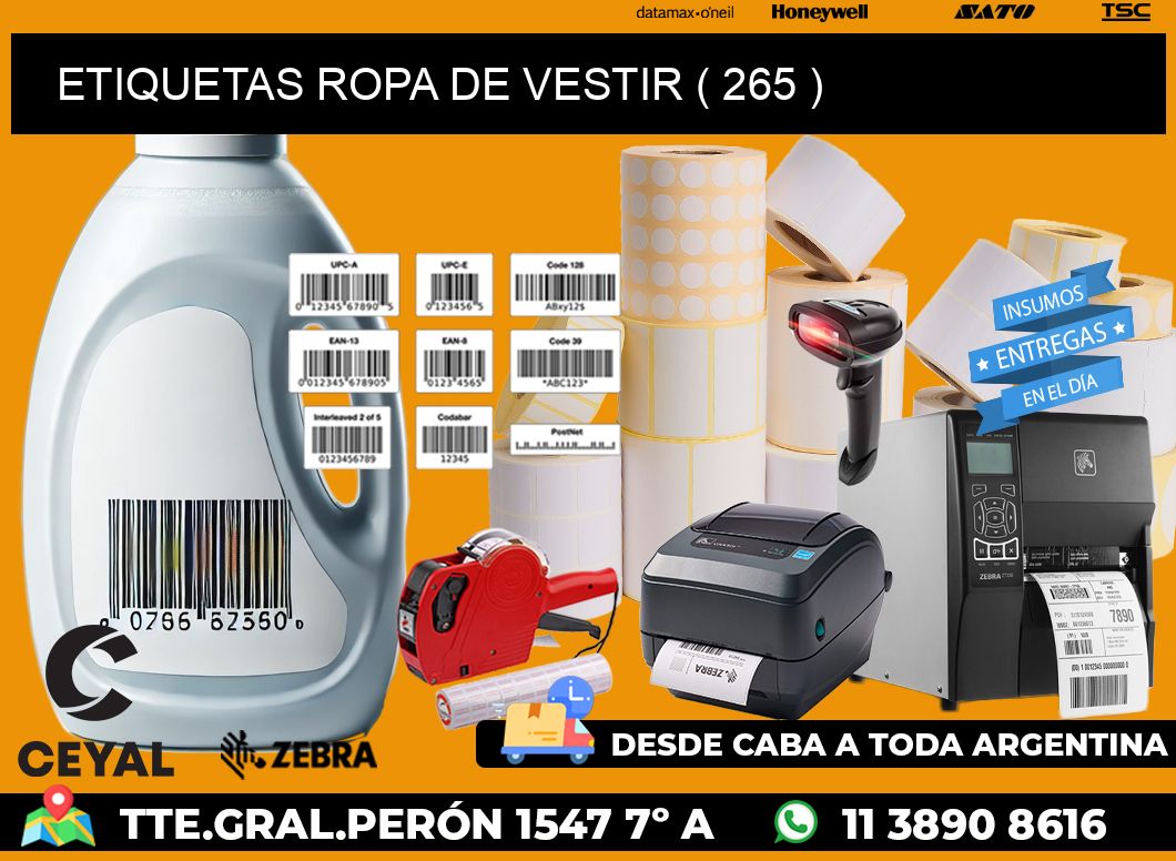 ETIQUETAS ROPA DE VESTIR ( 265 )